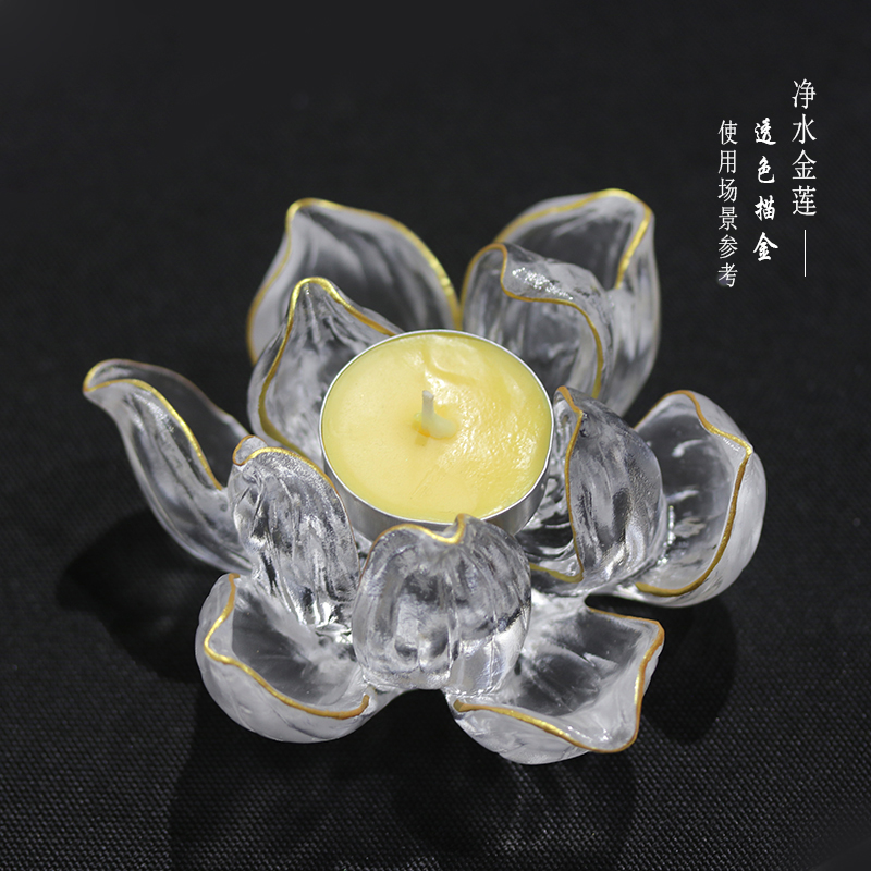 净水金莲 | 琉璃莲花摆件烛台 花瓣生动 匠人手艺之美