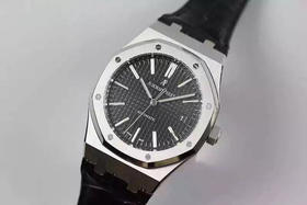 JF爱彼皇家橡树15400，41毫米，男士， 透底，3120自动机械机芯，动力储备60小时，表径41毫米，表壳厚9.8毫米，蓝宝石水晶玻璃，牛皮