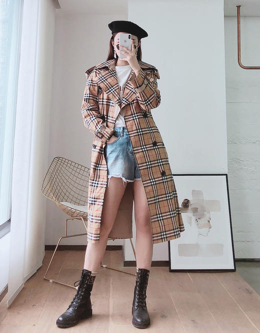 2021底-4折 不退换 THS 英伦ji品 19新复古格素色双拼 嘎巴甸纯棉重磅Trench双面穿风衣 BD530 商品图3