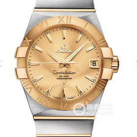 V6欧米茄星座系列123.20.38.21.08.001机械男士手表，大号38.5mm，小号35.5mm。精钢镀18k表链表壳，8500全自动机械机芯，蓝宝石镜面