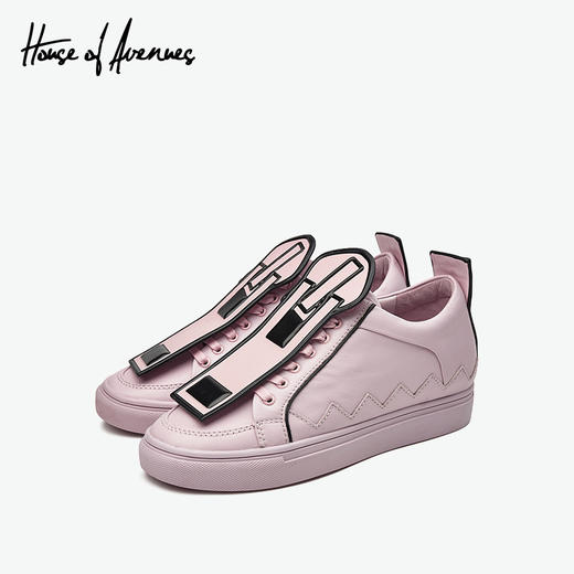 house of avenues新款女单鞋小白鞋创意拉链头内增高休闲鞋3890 商品图3