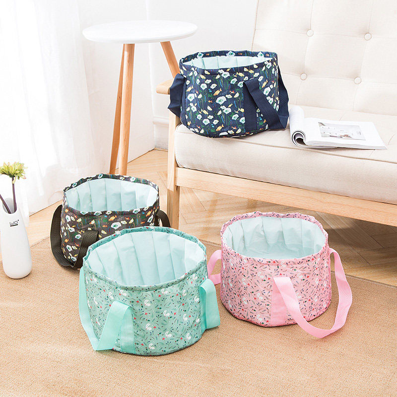 便携式可折叠水盆旅行泡脚袋洗衣盆洗漱脸盆旅游洗脚水桶收纳包 TZW