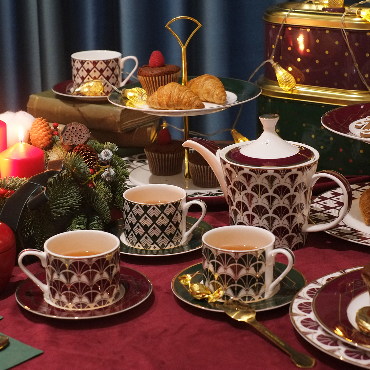 TaDah爵士年代ART DECO复古骨瓷茶壶茶杯套装