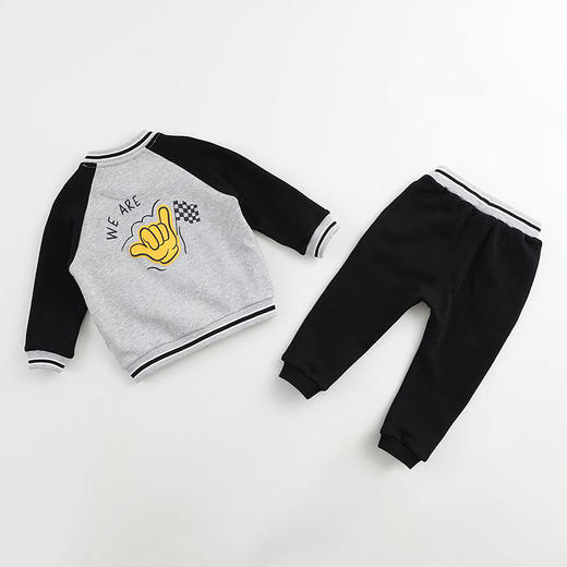 马克珍妮 男童撞色纯棉运动卫衣套装 商品图2