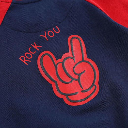 马克珍妮 男童撞色纯棉运动卫衣套装 商品图6