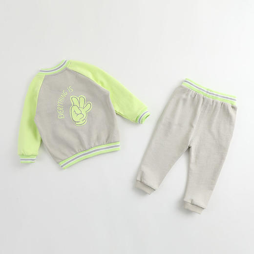 马克珍妮 男童撞色纯棉运动卫衣套装 商品图3