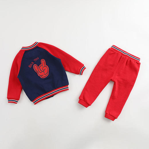 马克珍妮 男童撞色纯棉运动卫衣套装 商品图1