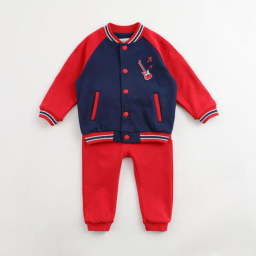 马克珍妮 男童撞色纯棉运动卫衣套装 商品图0