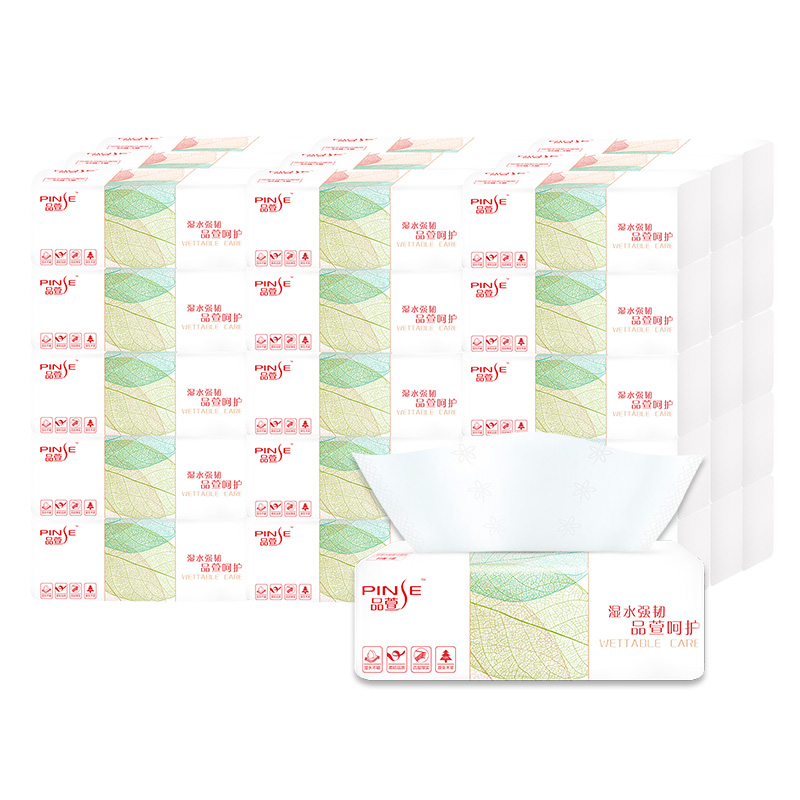 可湿水 品萱抽纸 湿水强韧4层加厚80抽20包整箱装