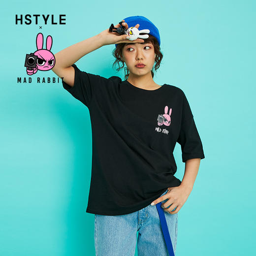[IP联名]韩都衣舍2019夏装韩版女装宽松情侣短袖T恤EB0092璎0322 商品图1