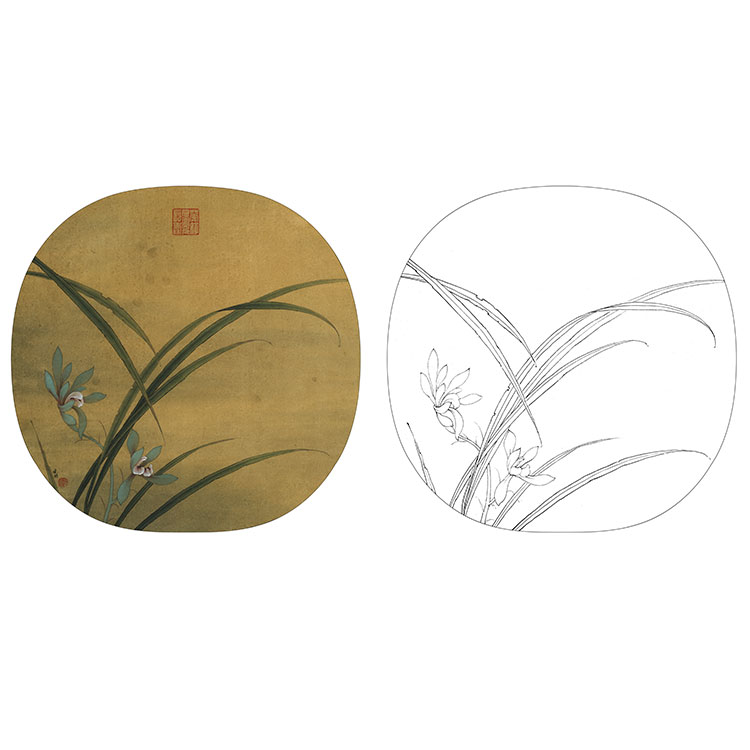 李晓明临宋作品底稿-秋兰绽蕊图-k065