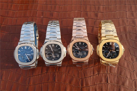 百达翡丽运动系列鹦鹉螺5712（代号：霸道总裁）功能同正品（10字位动能显示 7字位日历和月相 4字位小秒针），和原装一样的带水平压纹图 商品图9