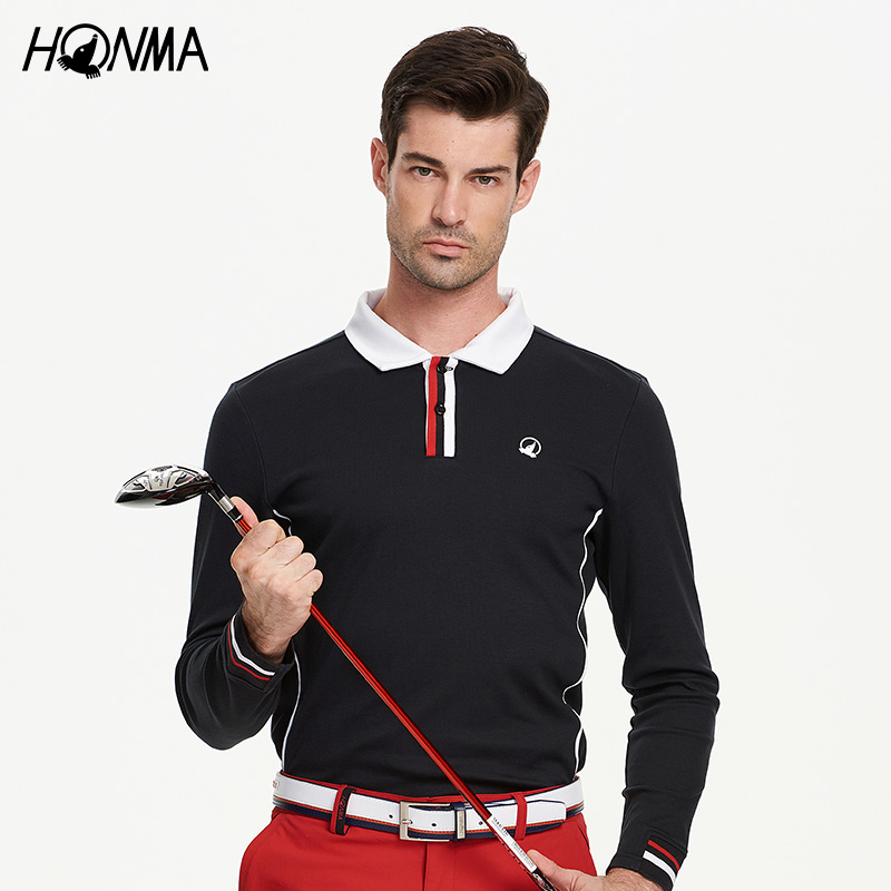 【g寄售】honma高尔夫服装新款秋季男士t恤golf男士时尚拼接长袖运动
