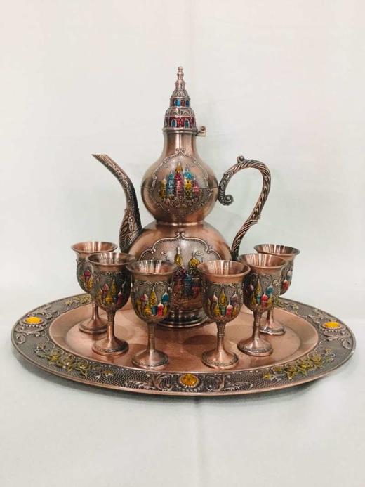 西域楼兰 葫芦多彩酒具 套装（6个小酒杯，托盘） 商品图0