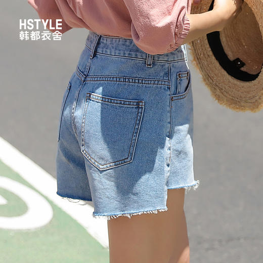 韩都衣舍2020夏装新款女装韩版微喇休闲浅色牛仔短裤JM9733真 商品图1