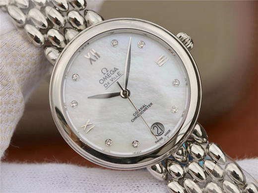 欧米茄DeVille水滴系列，浪漫妩媚，大方唯美！外壳采用316精钢精工细作，加以手工镶嵌钻石，蓝宝石水晶耐磨镜面， 商品图3