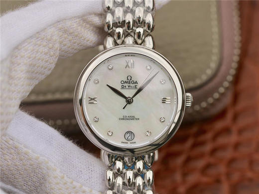 欧米茄DeVille水滴系列，浪漫妩媚，大方唯美！外壳采用316精钢精工细作，加以手工镶嵌钻石，蓝宝石水晶耐磨镜面， 商品图0