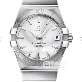 V6欧米茄星座系列123.10.38.21.02.001机械男士手表，直径:大号38.5mm，小号35.5mm。精钢镀18k表链表壳，8500全自动机械机芯，蓝宝石