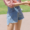 韩都衣舍2020夏装新款女装韩版微喇休闲浅色牛仔短裤JM9733真 商品缩略图2