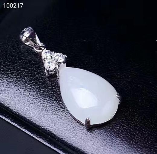 s925银镶和田玉白玉水滴吊坠 商品图2