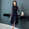 HZN-2019新款女装长袖修身淑女假两件印花连衣裙TZW 商品缩略图1