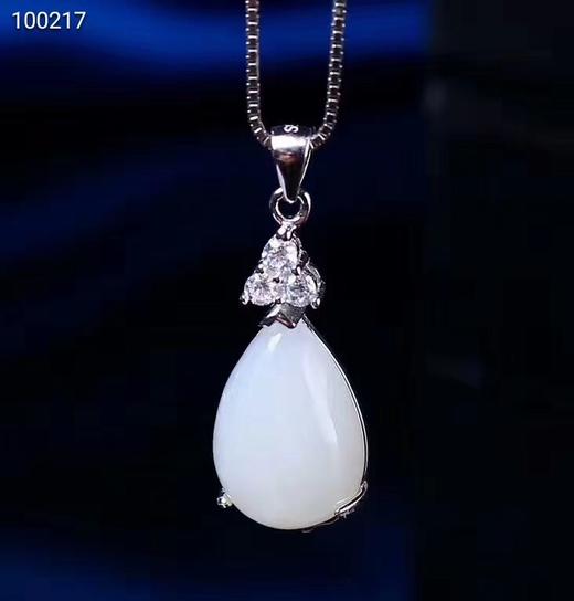 s925银镶和田玉白玉水滴吊坠 商品图3