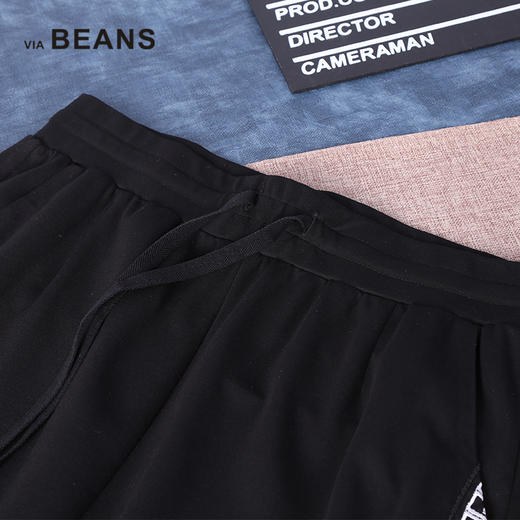 VIA BEANS  弹力腰绣回纹字母长裤    8022100057 商品图3