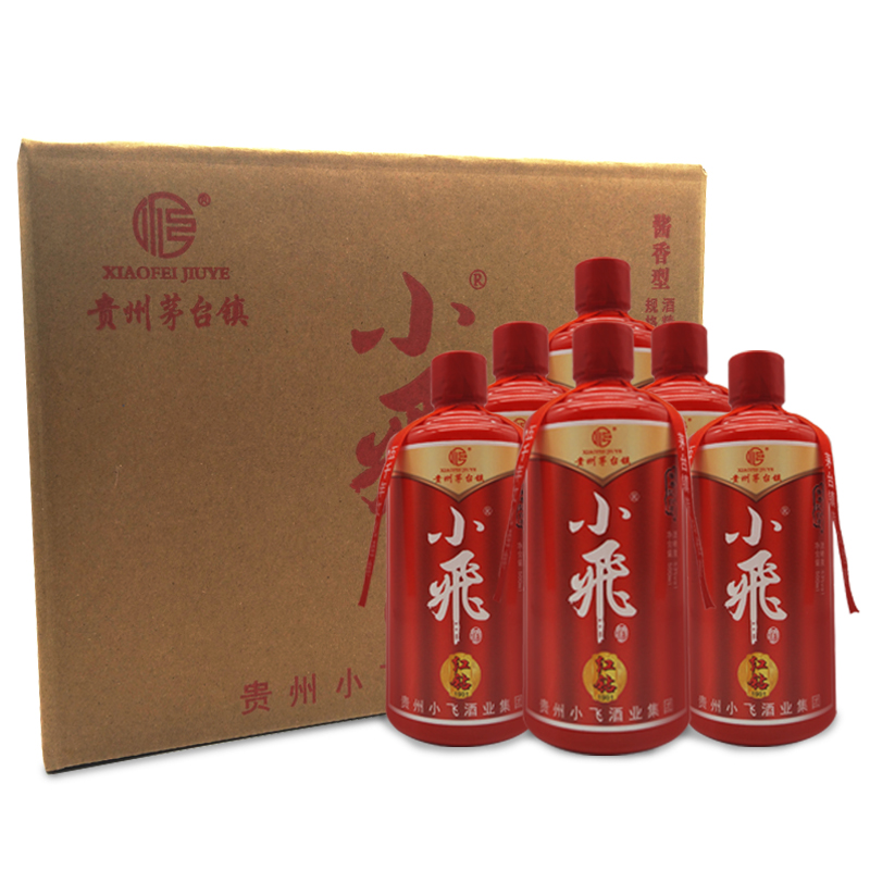 贵州酱香型小飞酒红钻1901 53度酱香型白酒500ml*6瓶装商务用酒白酒