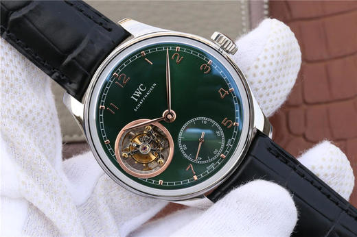 YL万国lWC葡萄牙系列lW546301绿面陀飞轮 43mm 98900型机芯腕表 yl为了追求1：1完美复刻 ，男士腕表，皮表带，透底 商品图1