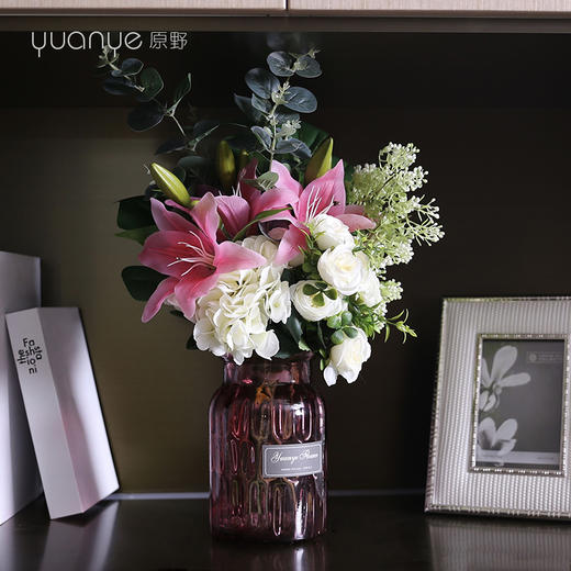 ins北欧风装饰仿真花绣球花假花百合花玫瑰花小清新高档餐桌摆件 商品图6