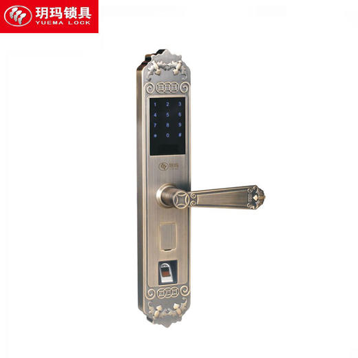 玥玛-YM1011无锁体红古铜指纹密码刷卡锁 商品图0