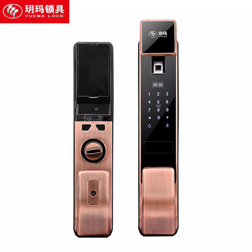玥玛-FP8888无锁体小红古铜指纹密码刷卡锁智能全自动 商品图0