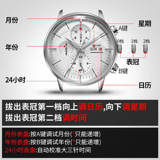飞克手表男士机械表商务多功能男表时尚钢带夜光全自动镂空腕表潮FM022 商品图4
