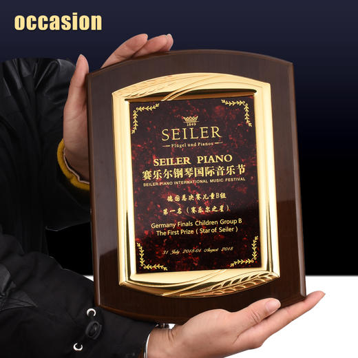 钢琴漆创意奖牌定制定做木质牌匾比赛证书金属加盟授权牌聘书制作 商品图3