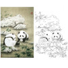 竖幅工笔动物白描底稿-李保山《闲庭小趣》-熊猫-多种白描尺寸可选-EL30 商品缩略图0