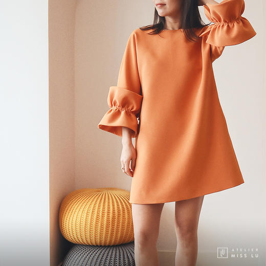 AtelierMissLu / Paola-加州橘袖口趣味褶皱连身裙 商品图10