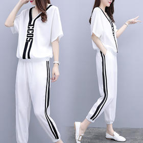 服装女装2019夏季新款休闲时尚套装宽松运动两件套女 服装女装 1223