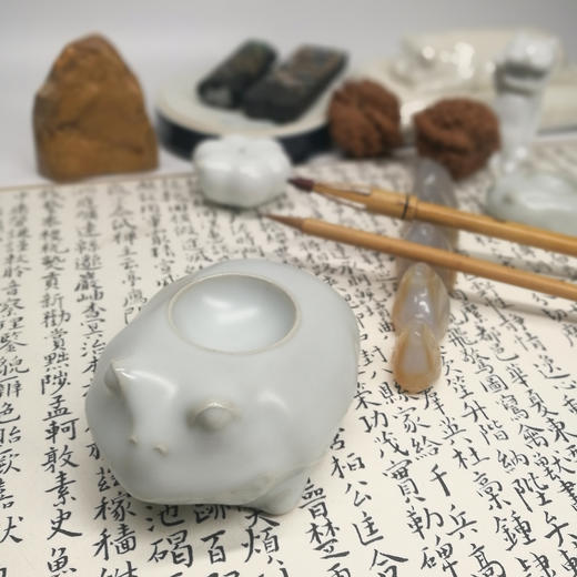 不仁斋外观专利  薛继业 蛤蟆楷书小楷小草笔舔 汝窑陶胎青釉 商品图4