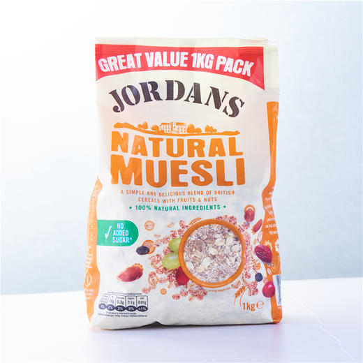 第二份半价！JORDANS巧丹思英国进口高纤维水果坚果开袋即食早餐营养麦片 1000g 商品图0