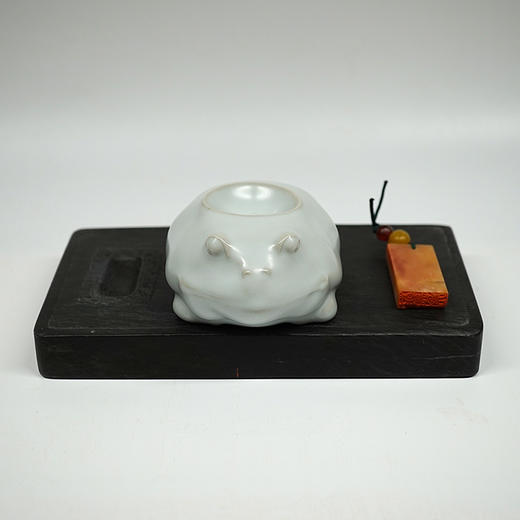 不仁斋外观专利  薛继业 蛤蟆楷书小楷小草笔舔 汝窑陶胎青釉 商品图0