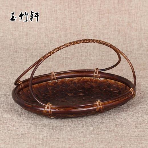 精品竹编竹篮仿古托盘盛物蓝 商品图0