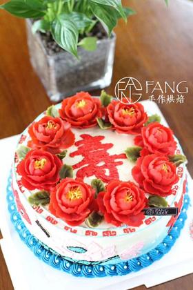 祝寿豆沙裱花蛋糕