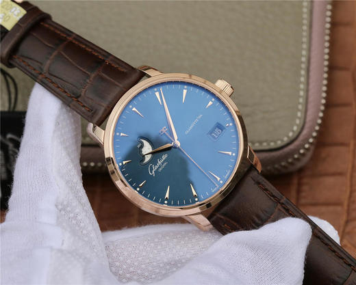 ETC格拉苏蒂原创议员大日历月相腕表。正品开模，男士腕表，自动机械机芯，皮表带，透底 商品图2