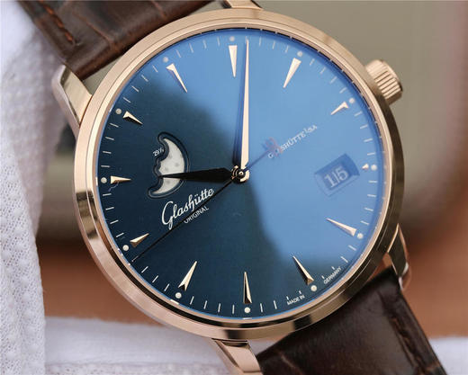 ETC格拉苏蒂原创议员大日历月相腕表。正品开模，男士腕表，自动机械机芯，皮表带，透底 商品图4