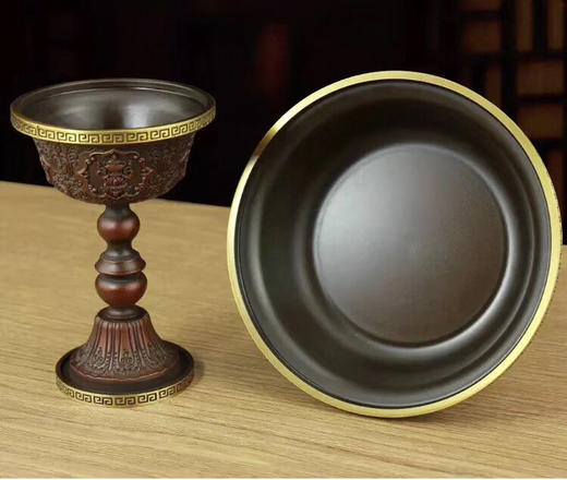 纯铜护法杯 吉祥八宝精品供杯佛堂供品法器佛具供水护法 八吉祥浮雕护法杯 商品图8