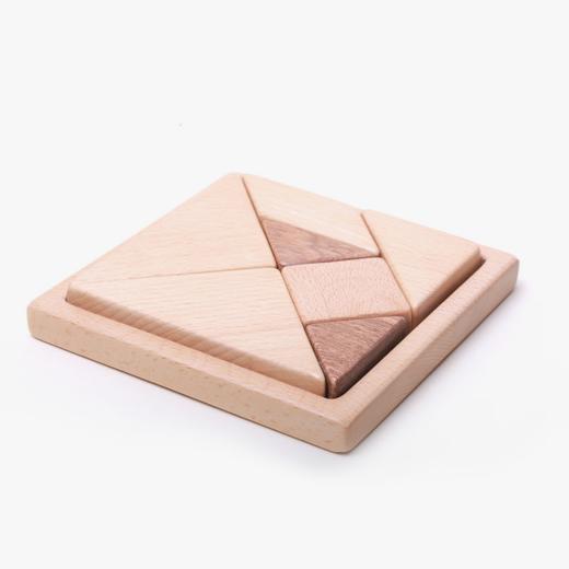 【3岁+】墨小小 纯手工打磨 木质七巧板 儿童益智玩具 商品图0