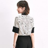 【衬衫】。夏季韩版时尚外贸女装职业OL上衣宽松显瘦短袖印花雪纺衬衫女 商品缩略图3