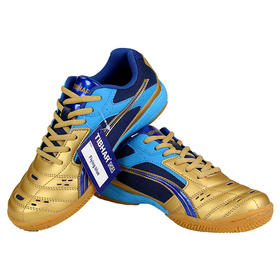 Tibhar挺拔乒乓球鞋01918蓝/金新T飞翔乒乓球运动鞋男款女款比赛鞋减震防滑耐磨透气