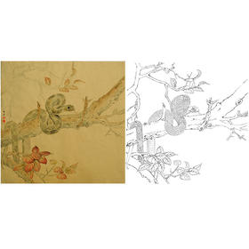 工笔动物白描底稿-孙锡之作品十二生肖-蛇-斗方小品册页-SY06