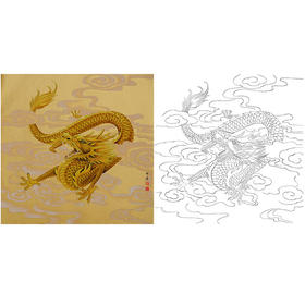 工笔动物白描底稿-孙锡之作品十二生肖-龙-斗方小品册页-SY05